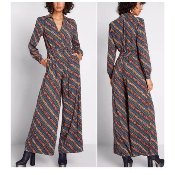 Sz S - ModCloth Retro Print Jumpsuit - Picture 1 of 9